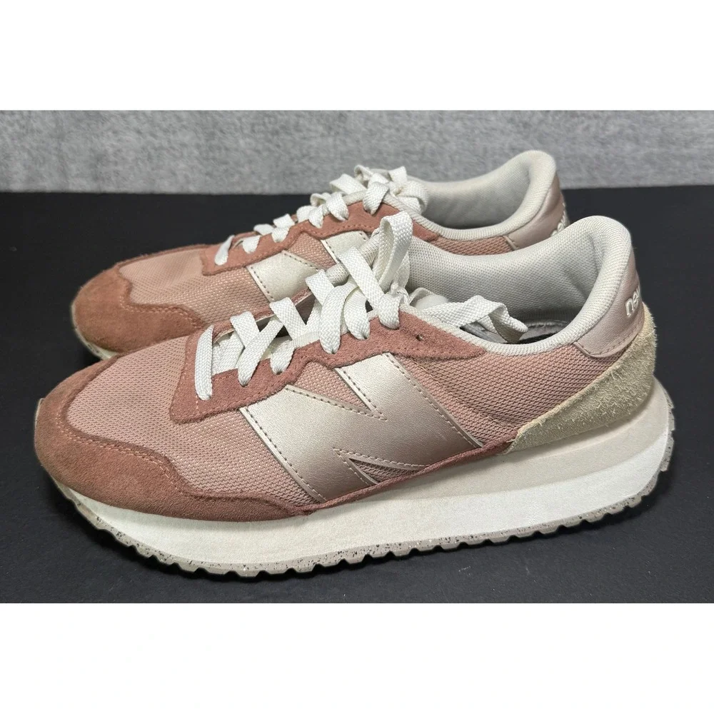 New Balance 237 Sneakers Womens 7.5 Rose Pink WS237MSC Suede Mesh Low Top